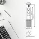Base múltiple empotrable 3T + 1 USB A + 1 USB Tipo C (3x1.5mm) 1,4M