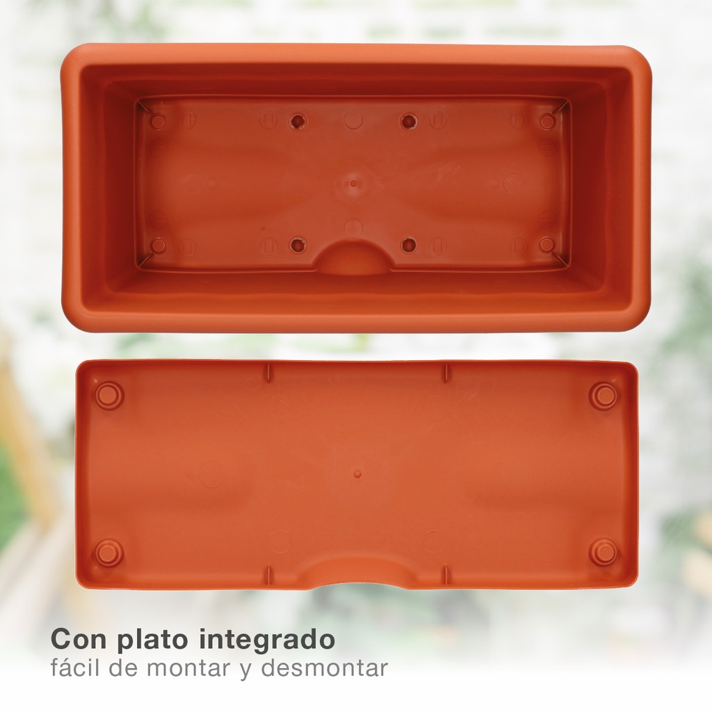 Balconera Terra con plato integrado 500x200mm Marrón