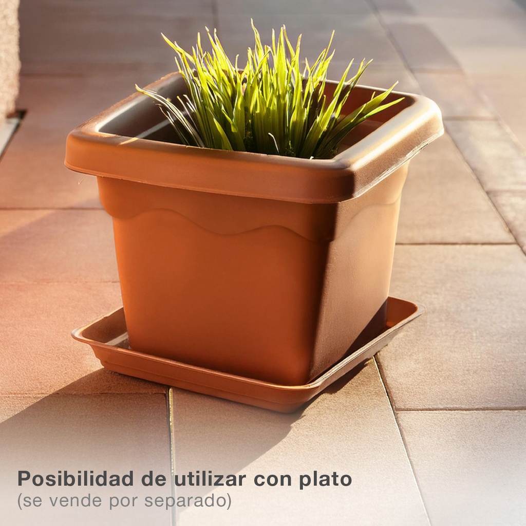 Maceta cuadrada Terra 440mm Marrón