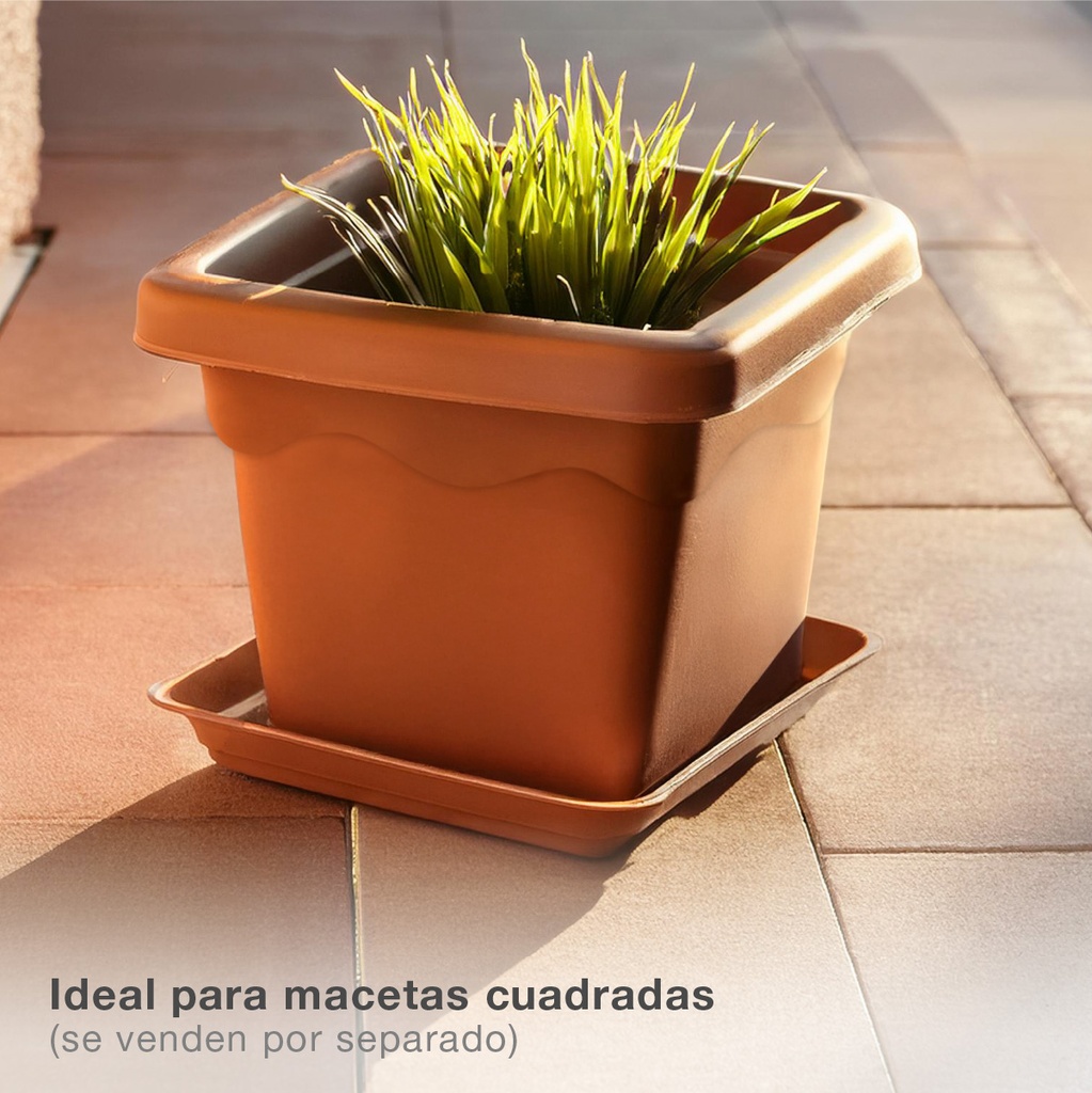 Plato para maceta cuadrada Terra 440mm Marrón