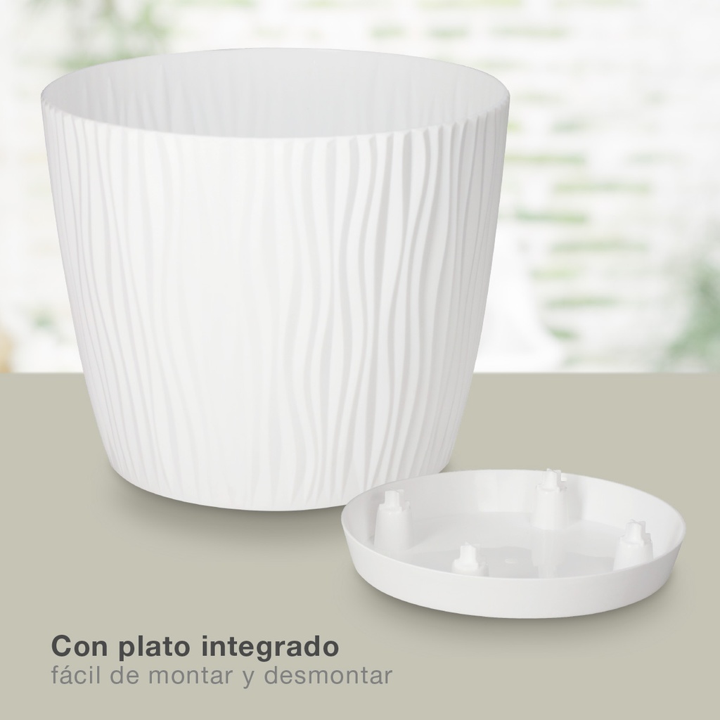 Maceta Oasis con plato integrado Ø170mm Blanco