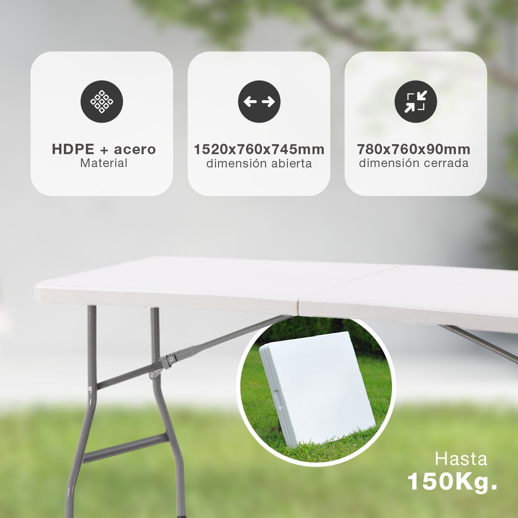 Mesa plegable polietileno 1520x760x745mm