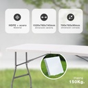 Mesa plegable polietileno 1520x760x745mm
