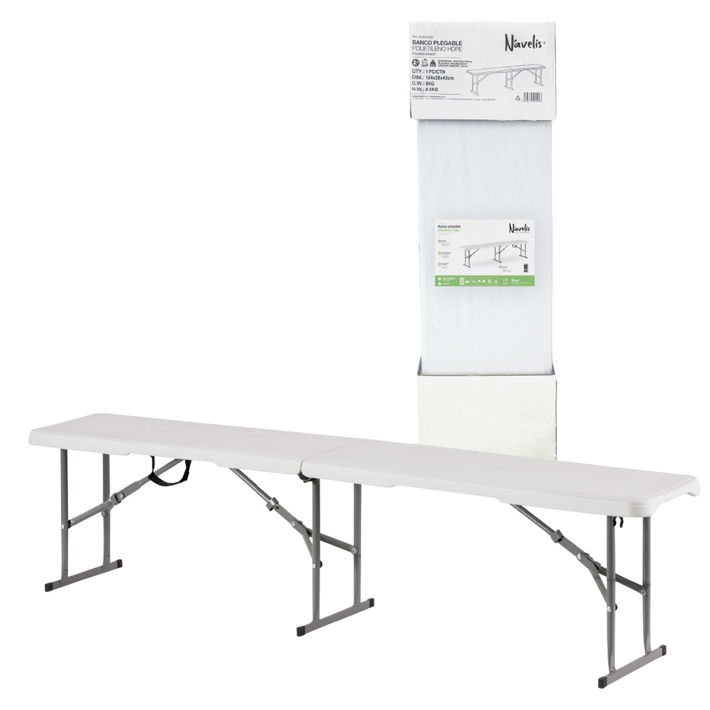 Banco plegable polietileno 1840x280x430mm