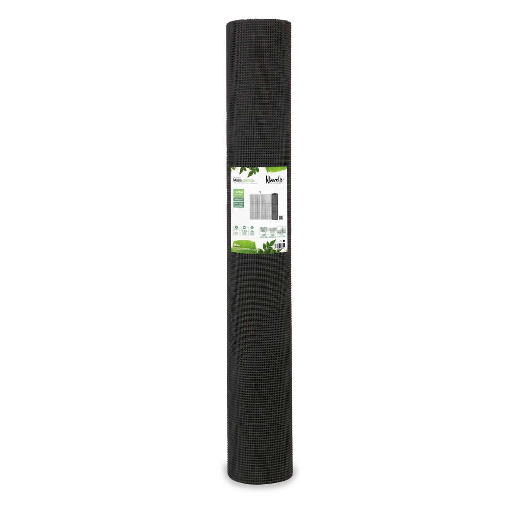Malla plástico 10x10mm 1x25M Negro