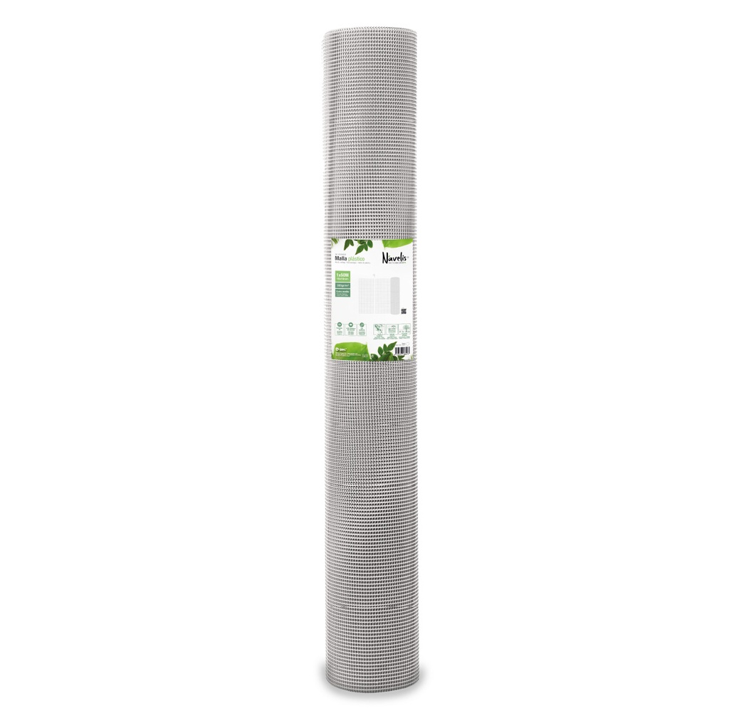 Malla plástico 10x10mm 1x50M Blanco