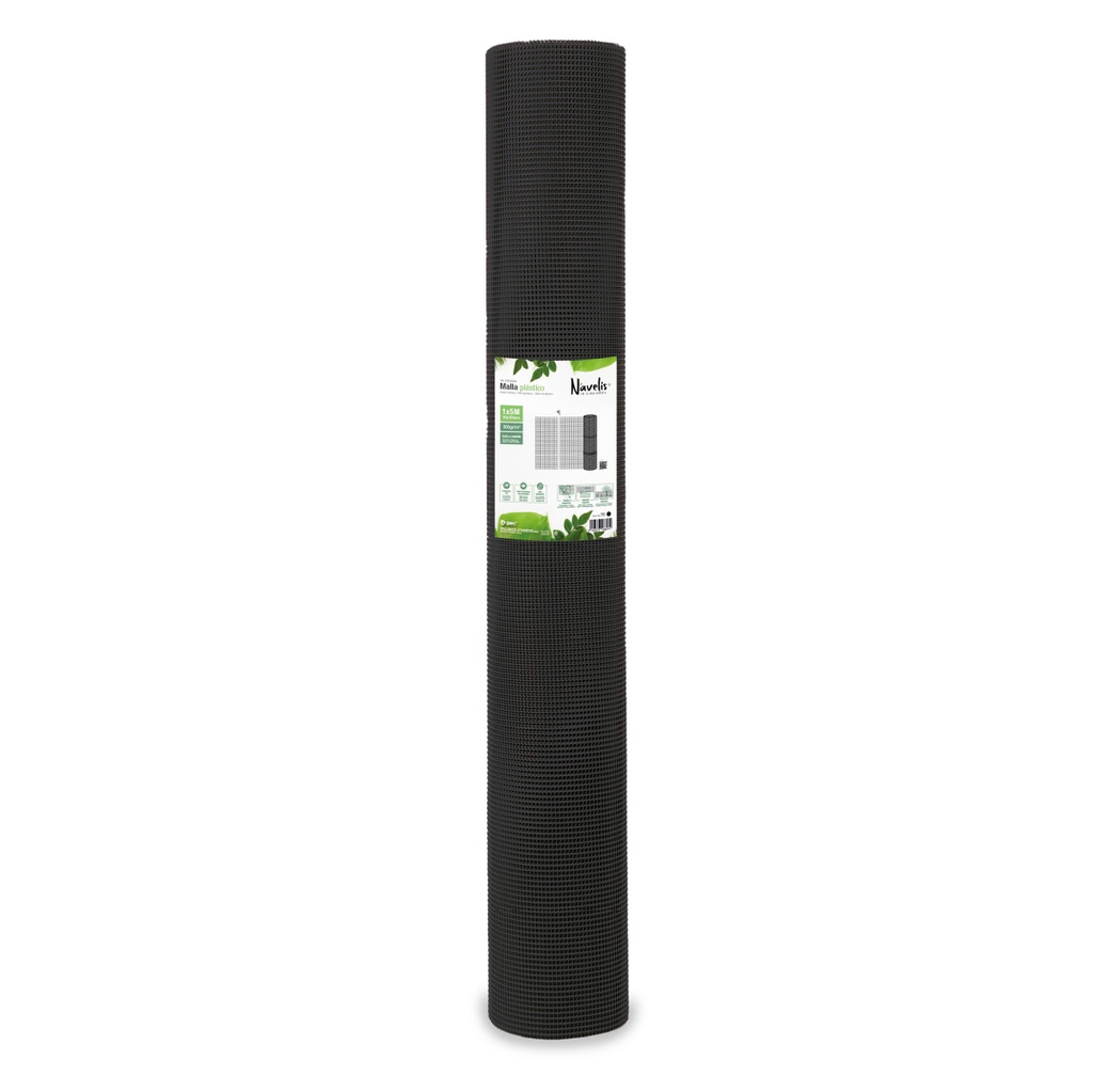 Malla plástico 10x10mm 1x5M Negro