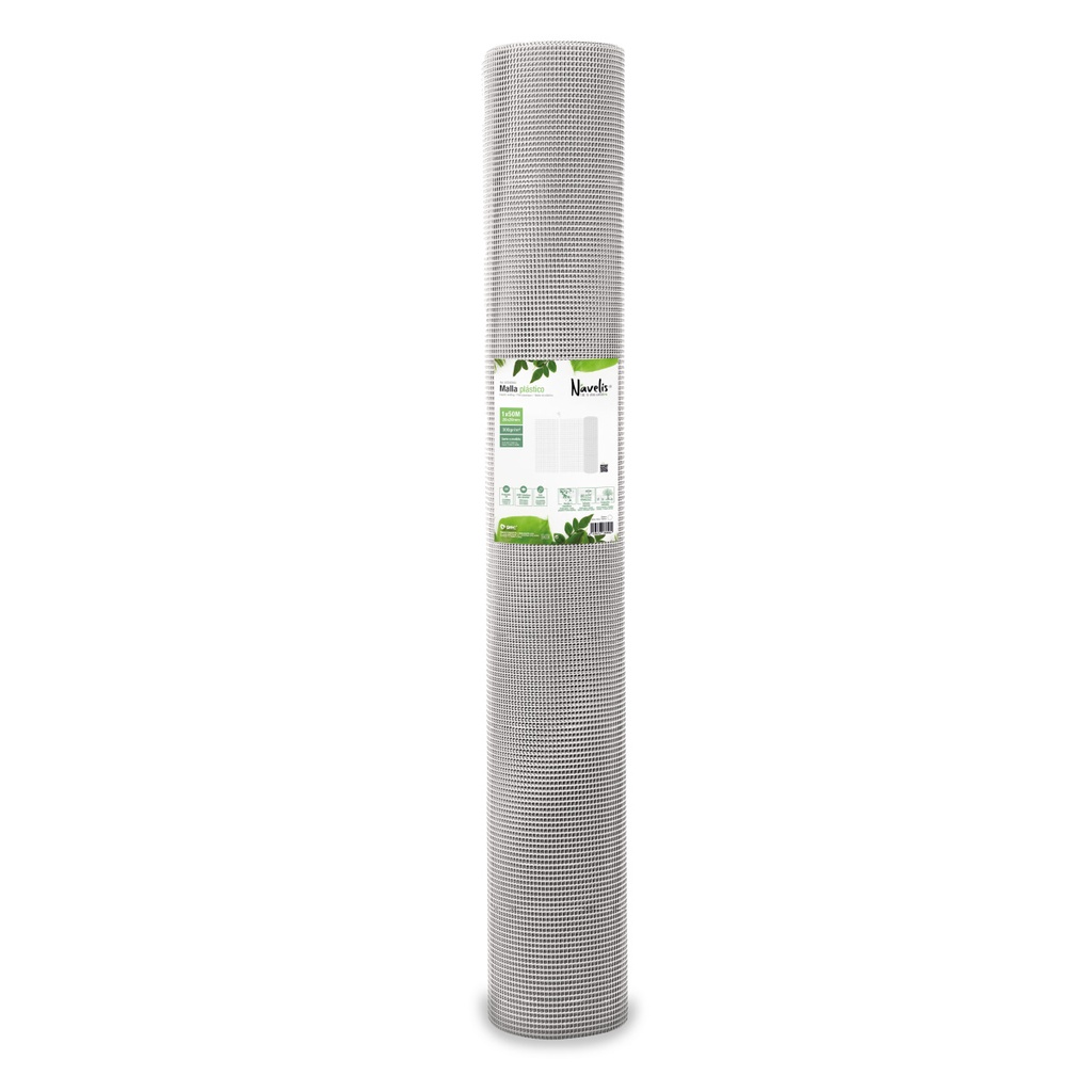 Malla plástico 20x20mm 1x50M Blanco