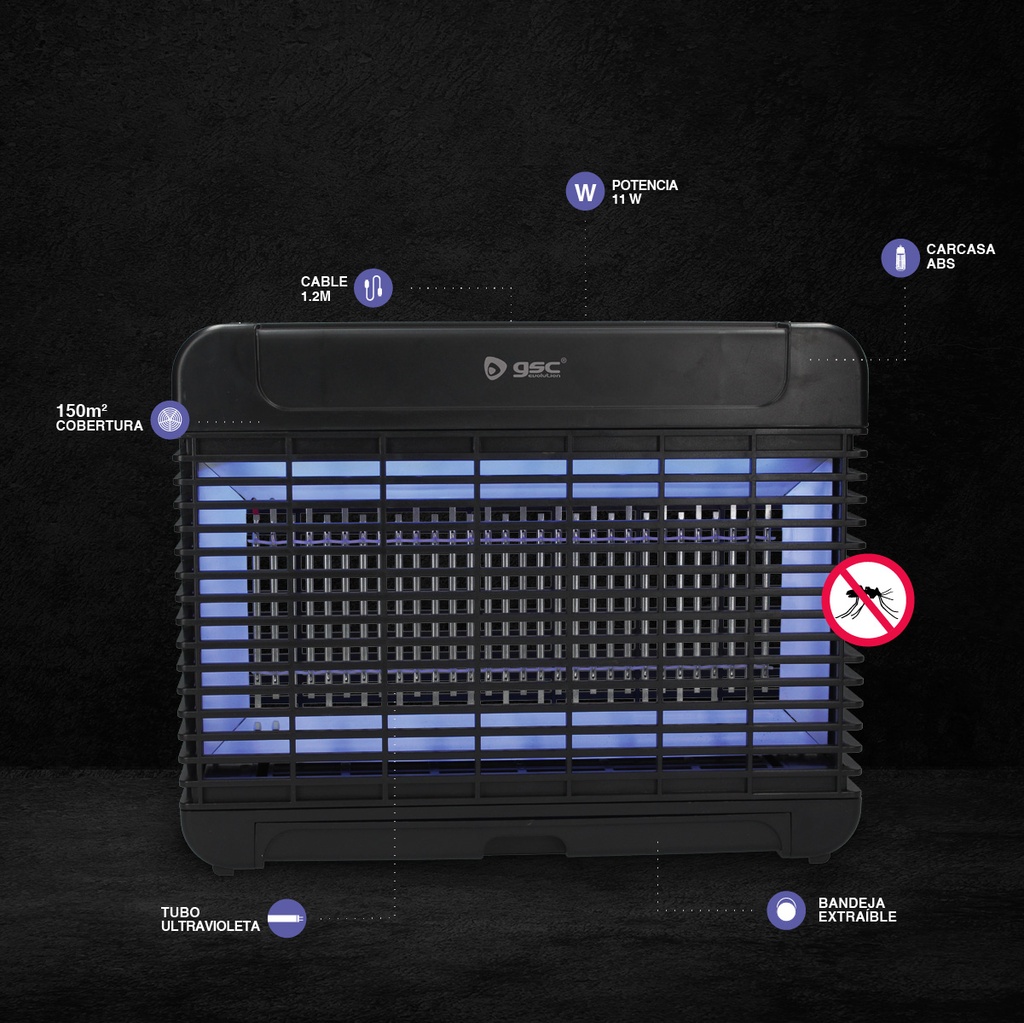 Mata insectos electrico LED Ventiser 11W 150M2 Negro