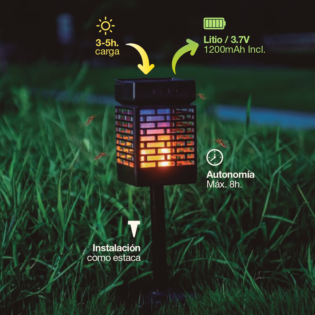 Estaca jardín solar LED mata insectos Alata 5W 1600-1800K IP44 