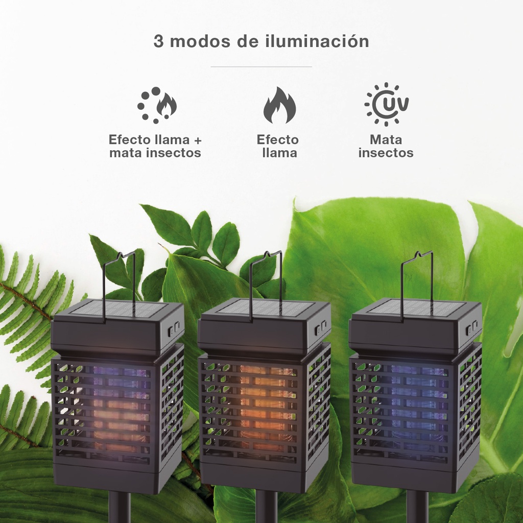 Estaca jardín solar LED mata insectos Alata 5W 1600-1800K IP44 