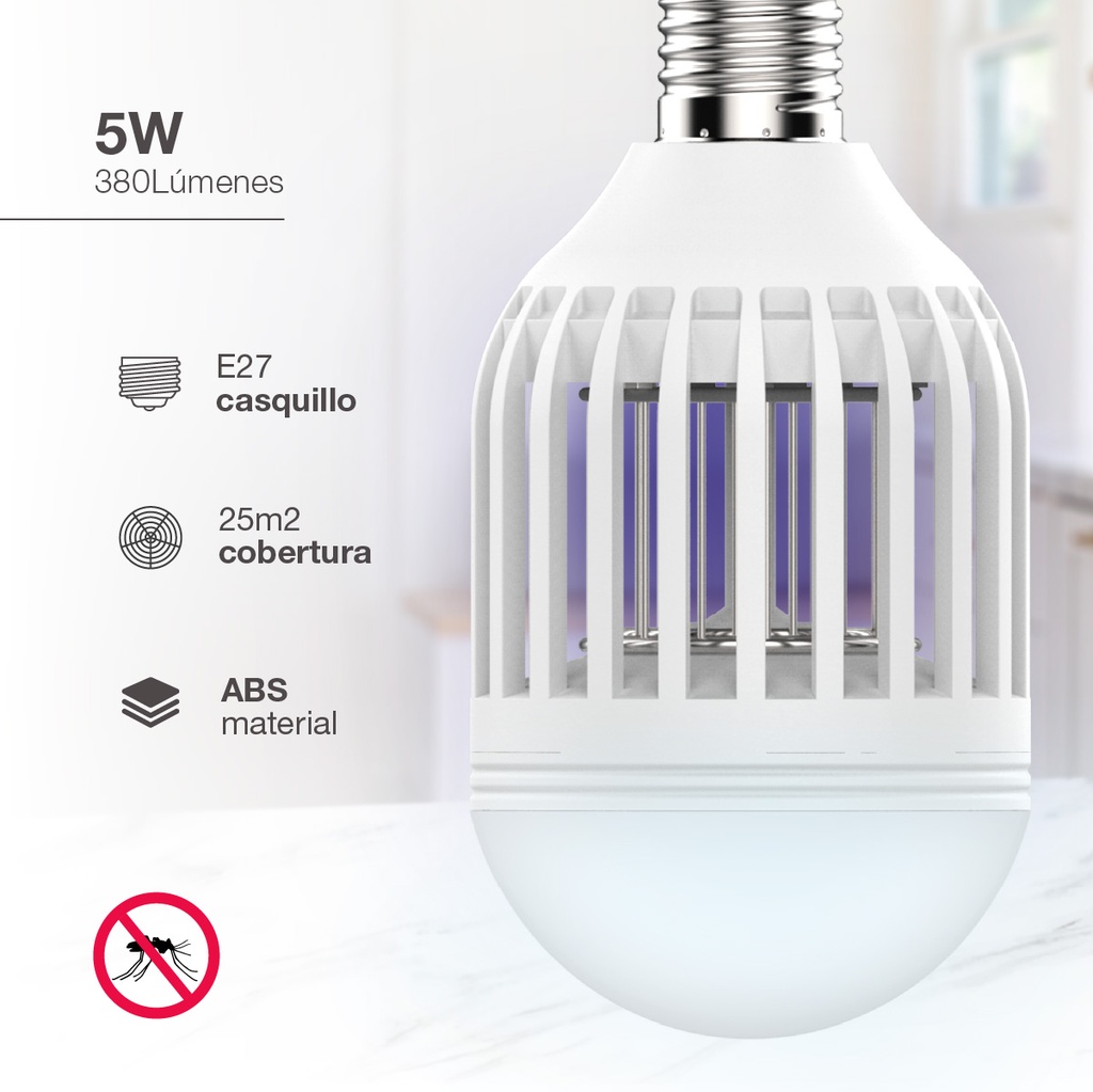 Lámpara LED mata mosquitos 5W E27 6500K