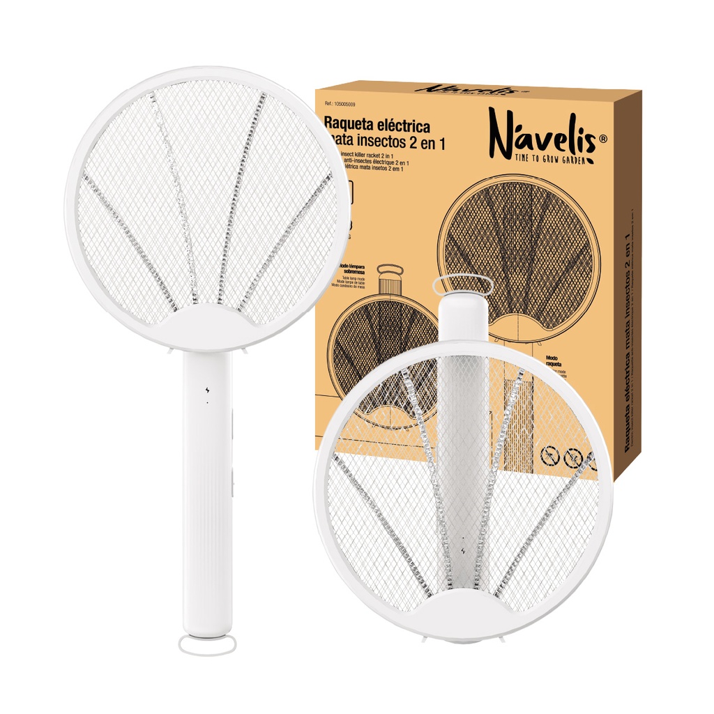 Raqueta eléctrica mata insectos 2 en 1 USB Recargable 