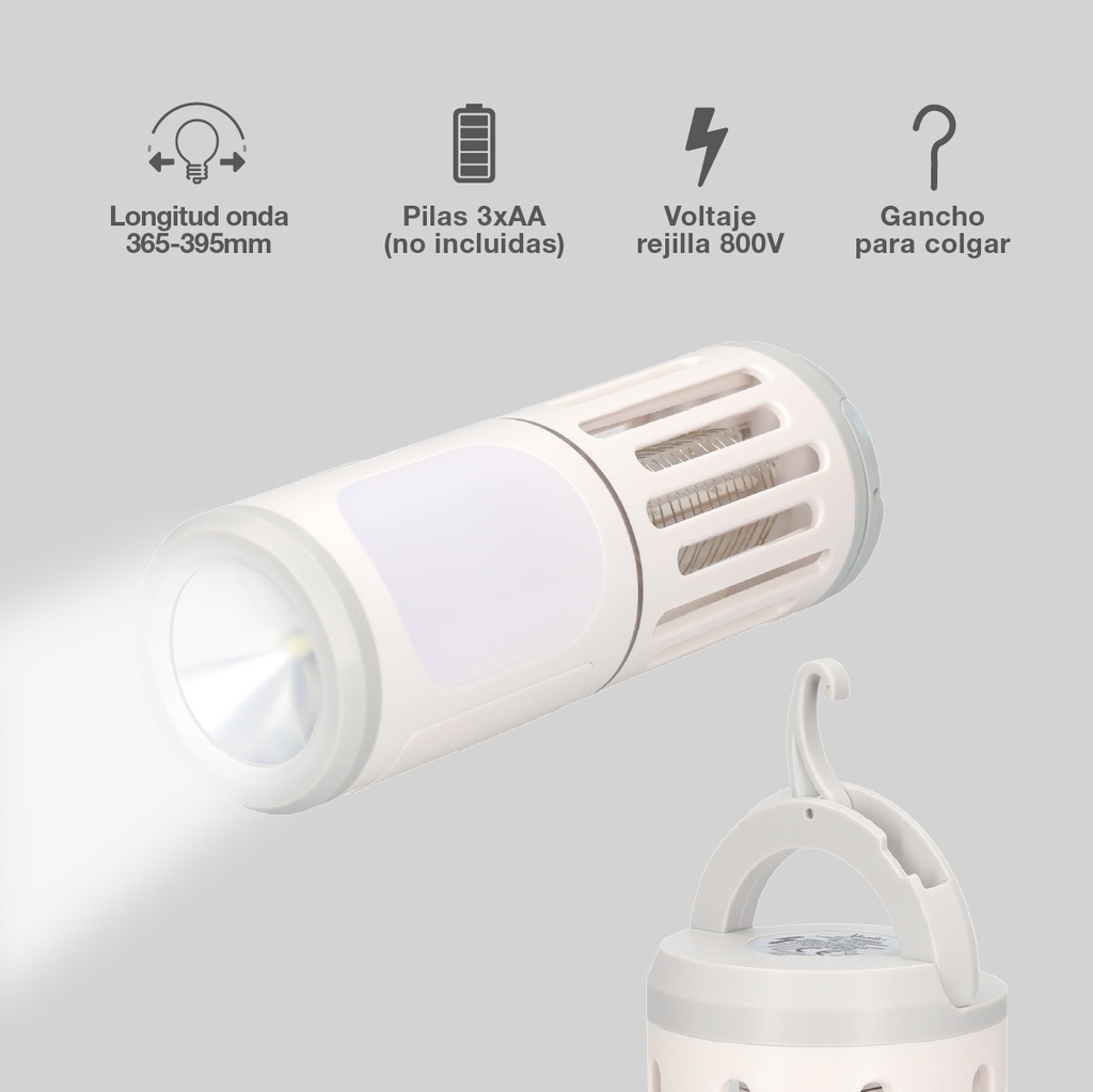 Linterna LED mata insectos 6W 3xAA 
