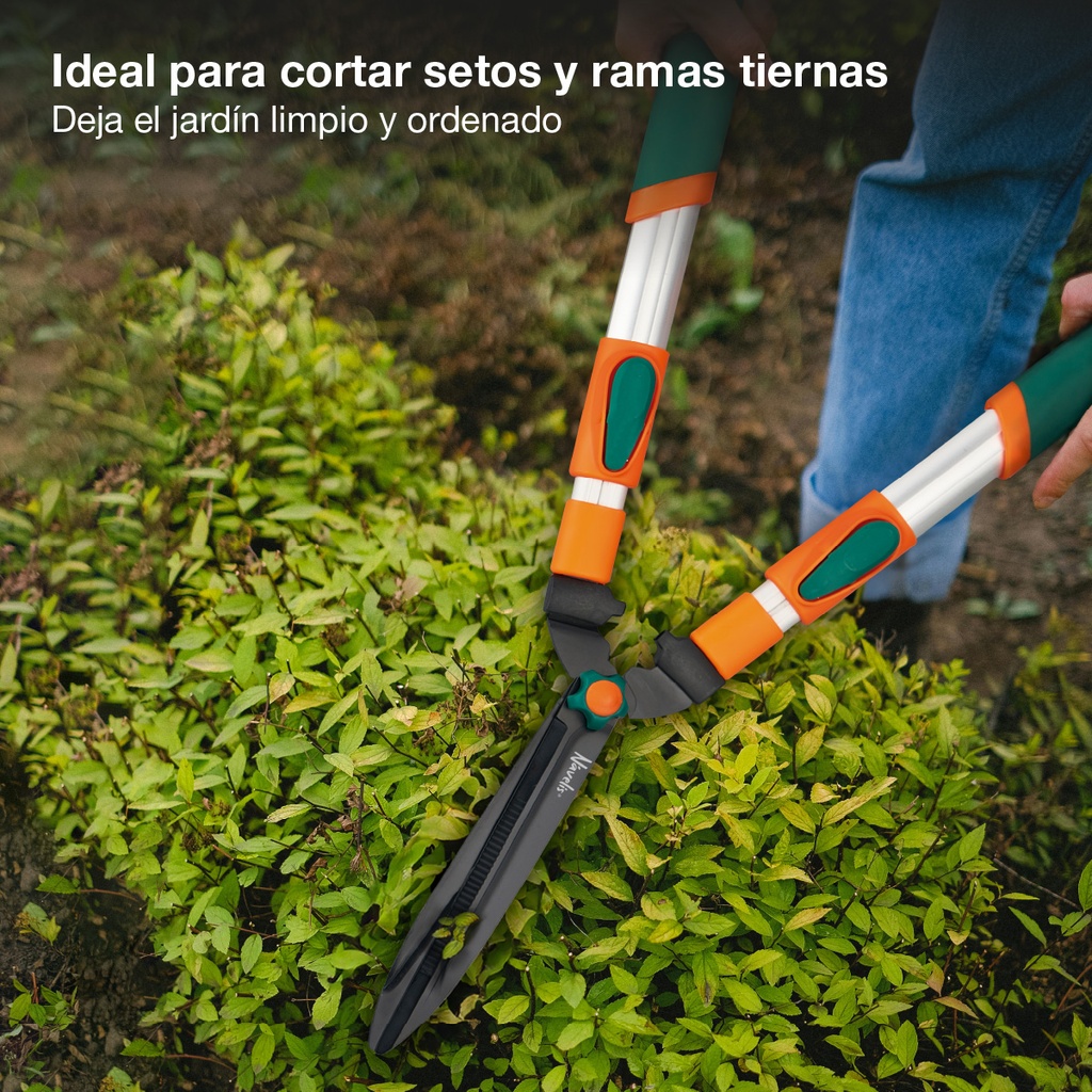 Cortasetos telescópico con hoja de acero 320mm