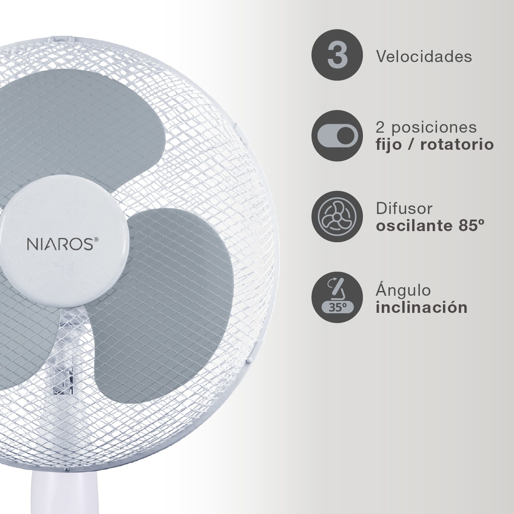 Ventilador de pie Riesi Ø43cm 45W Blanco