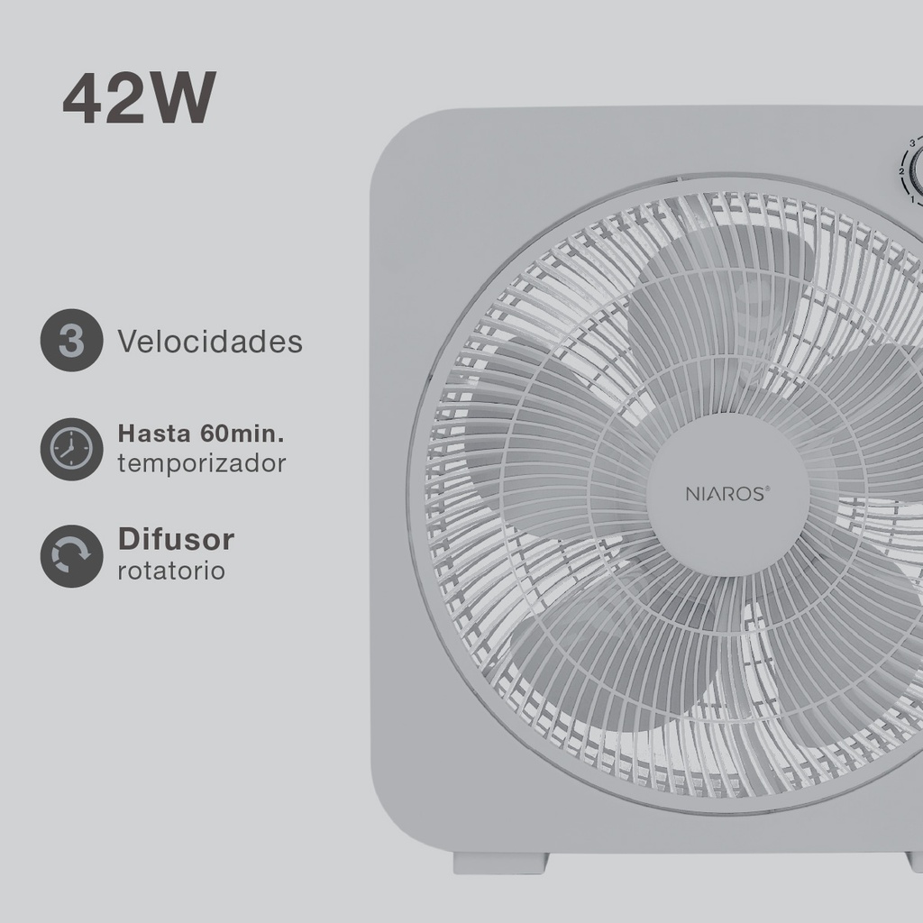 Ventilador Box Fan Bronte Ø31cm 45W Gris