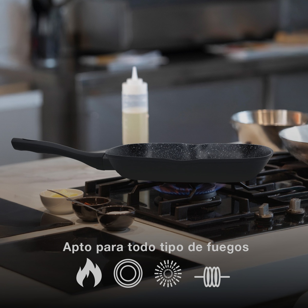 Sartén grill liso aluminio forjado Serie Salova Ø280mm