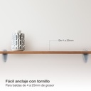 Soporte para baldas níquel satín soporta 4-25mm grosor