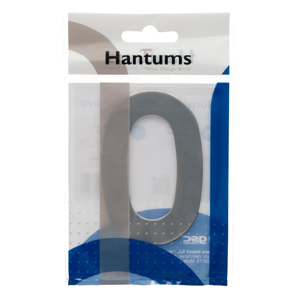 Número puerta 0 acero inoxidable con adhesivo