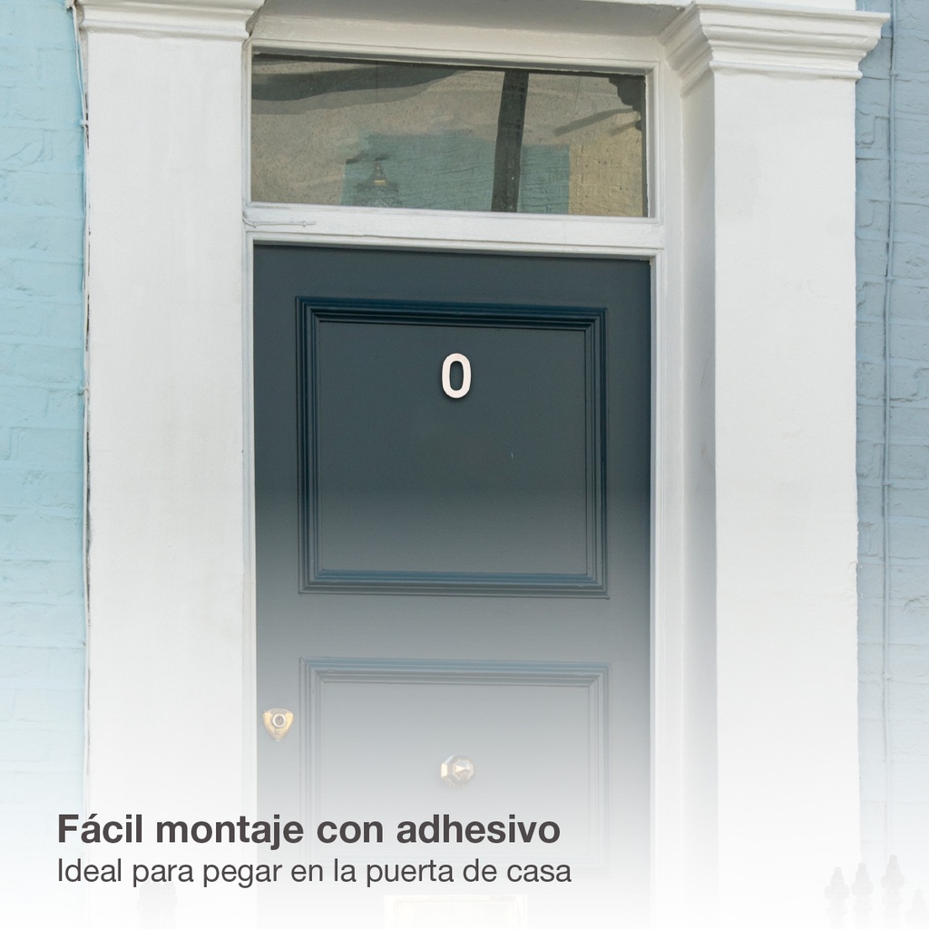 Número puerta 0 acero inoxidable con adhesivo