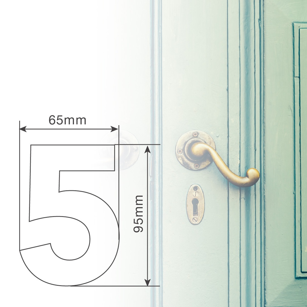 Número puerta 5 acero inoxidable con adhesivo