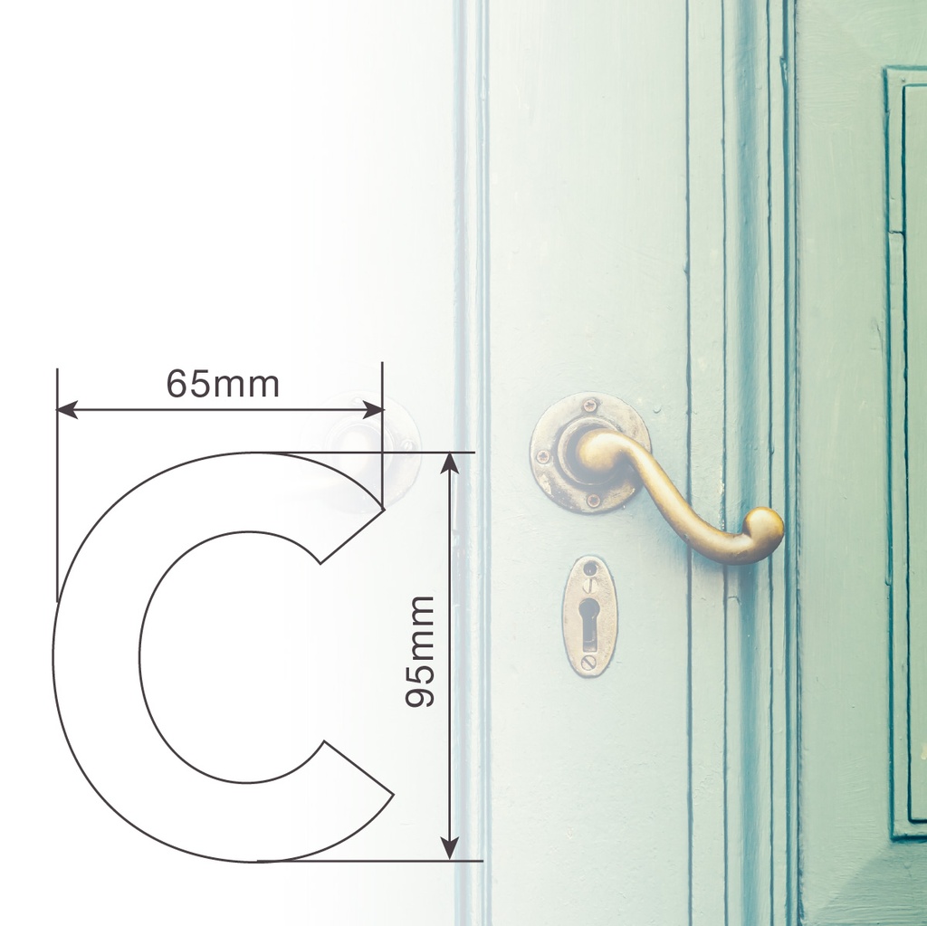 Letra puerta C acero inoxidable con adhesivo