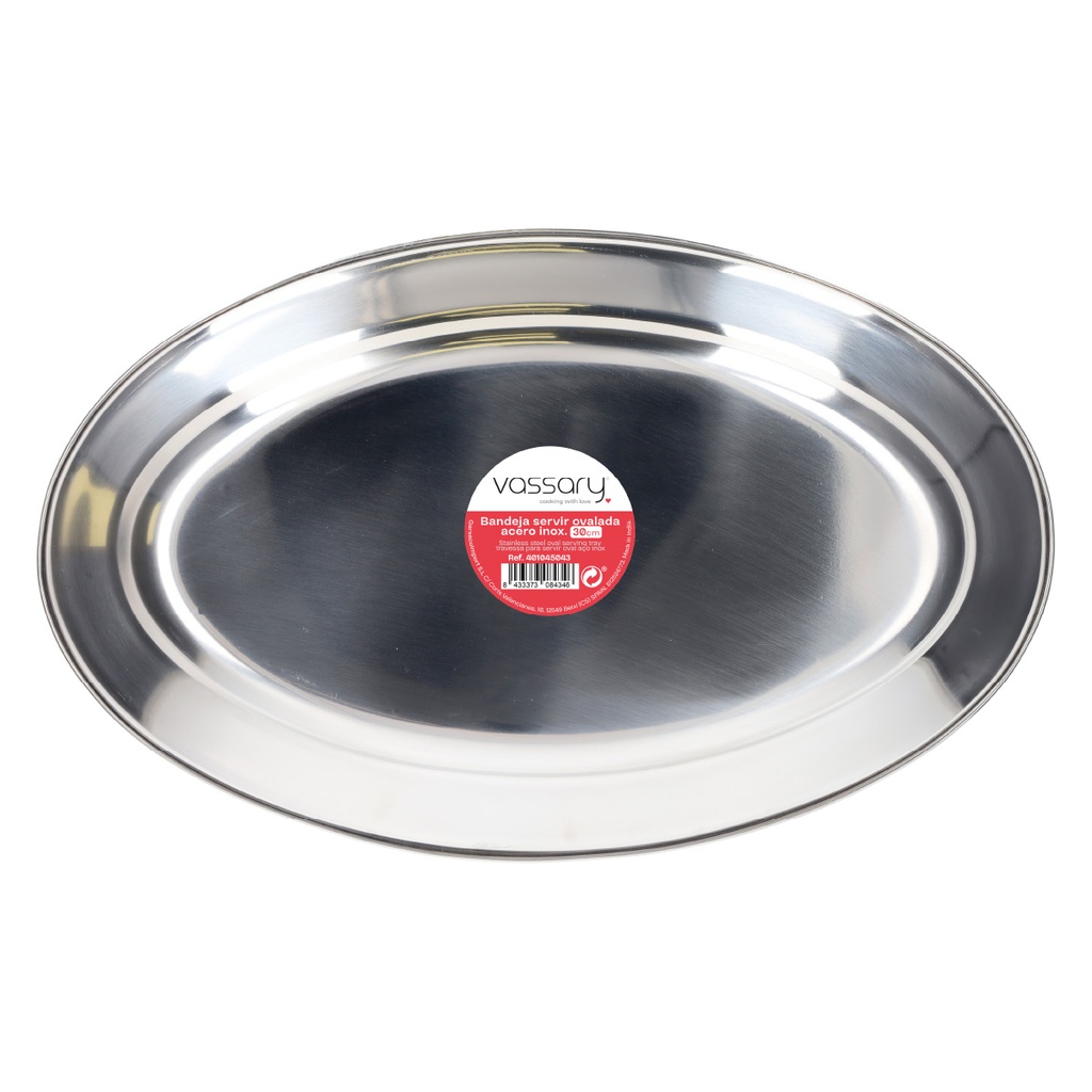 Bandeja para servir ovalada acero inox 30cm