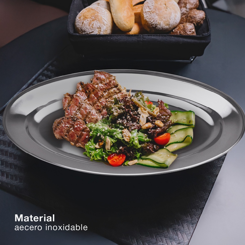 Bandeja para servir ovalada acero inox 30cm