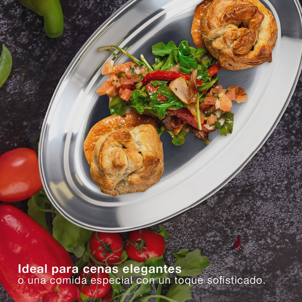 Bandeja para servir ovalada acero inox 30cm
