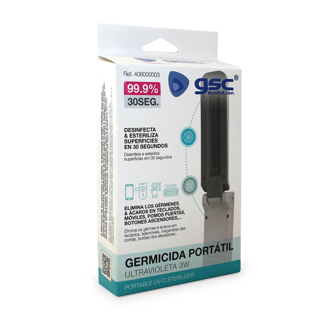 Lámpara germicida UV-C 3W portátil