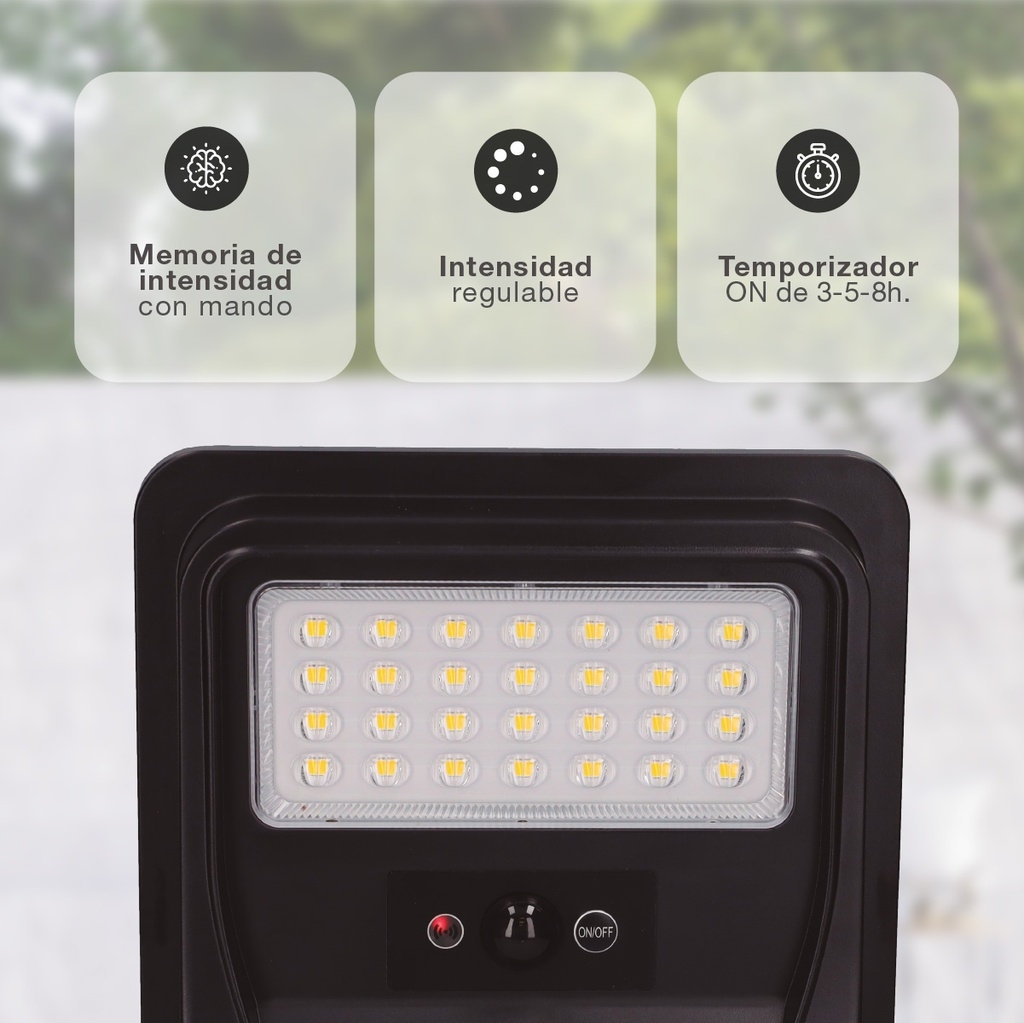 Farola solar LED Buat con sensor de movimiento y crepuscular 5W 4000K IP65