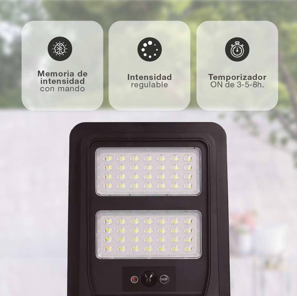 Farola solar LED Buat con sensor de movimiento y crepuscular 7W 4000K IP65