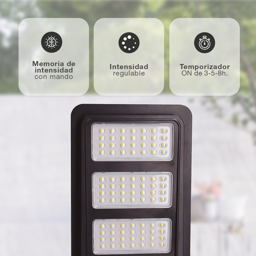 Farola solar LED Buat con sensor de movimiento y crepuscular 14W 4000K IP65