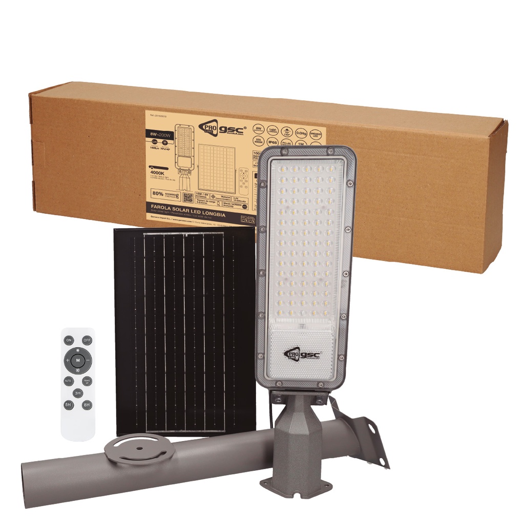 Farola solar LED Longbia 8W 4000K IP65 - Pro Line