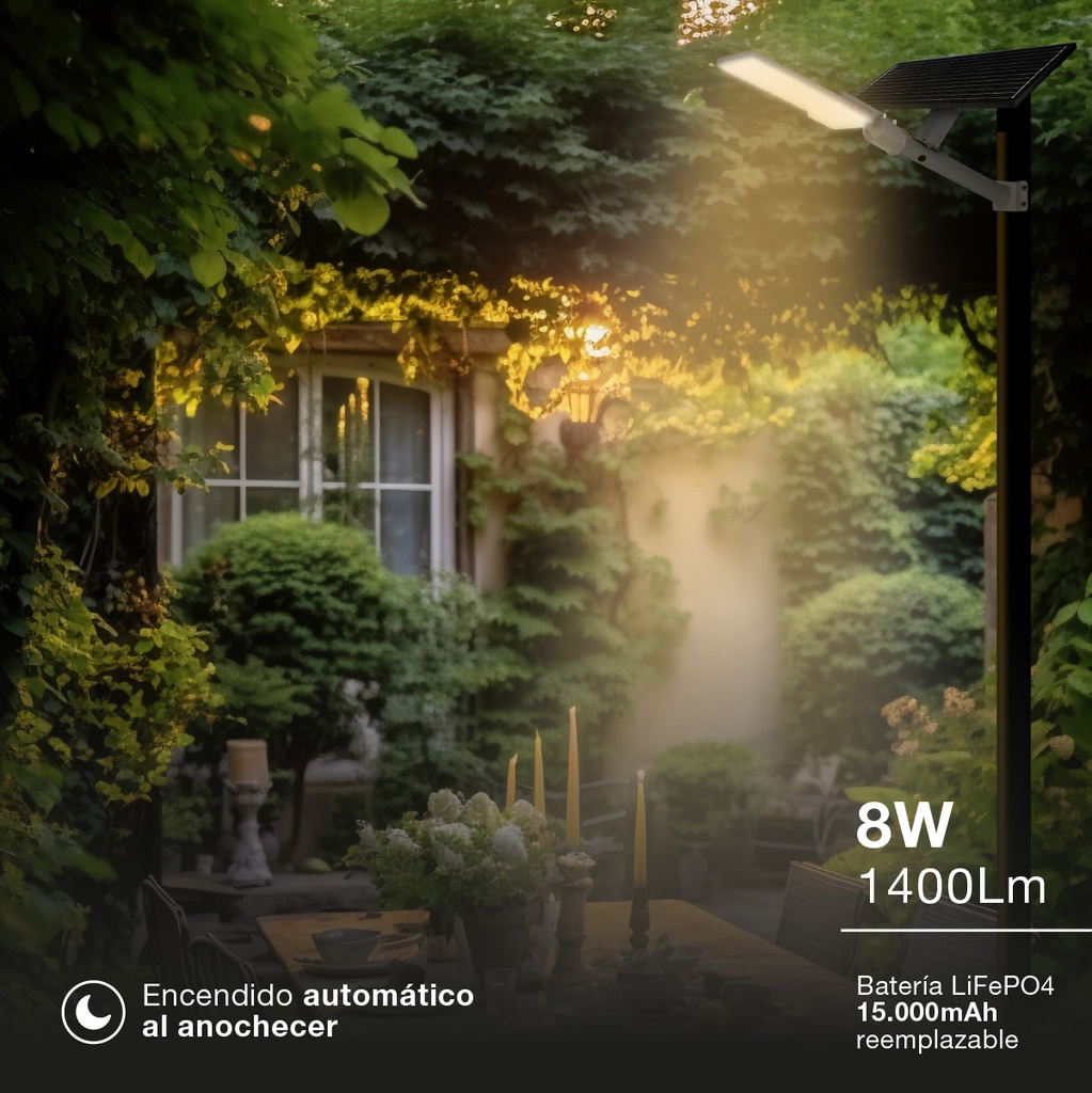 Farola solar LED Longbia 8W 4000K IP65 - Pro Line