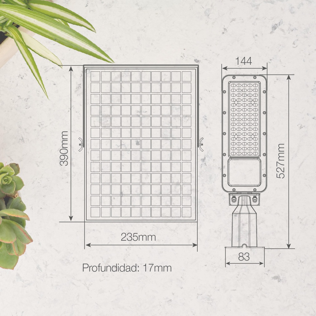 Farola solar LED Longbia 8W 4000K IP65 - Pro Line