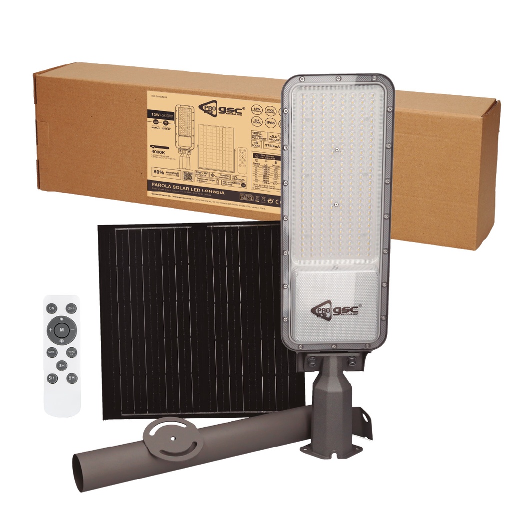 Farola solar LED Longbia 13W 4000K IP65 - Pro Line