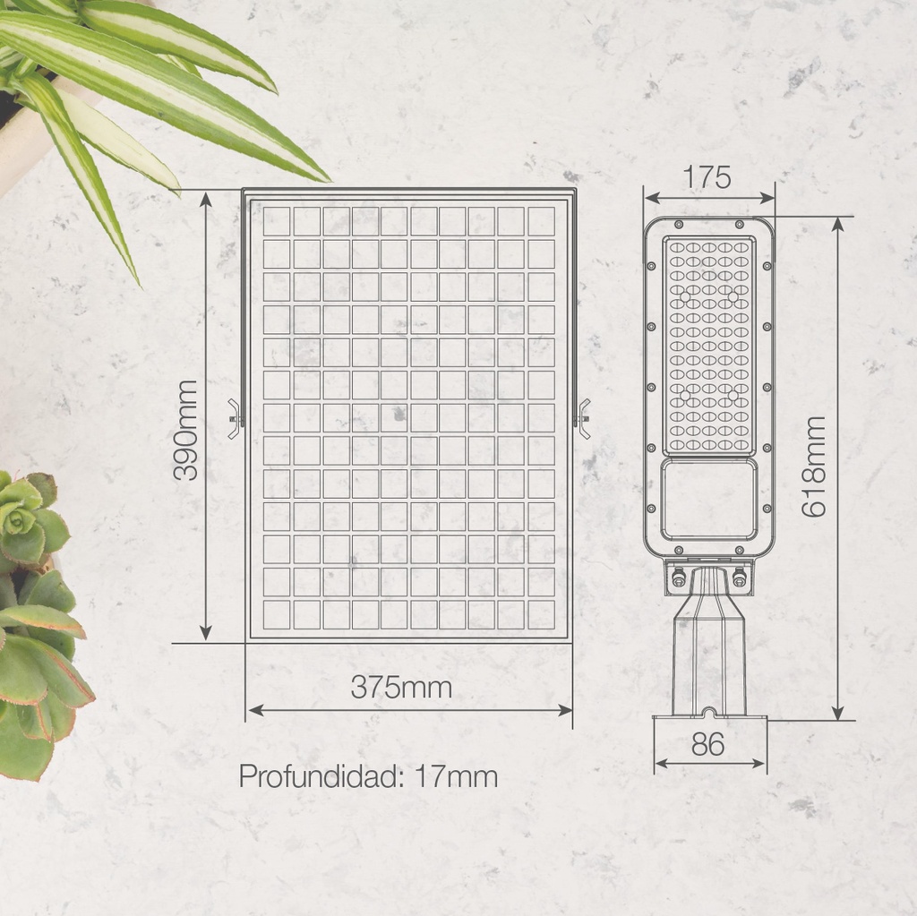 Farola solar LED Longbia 13W 4000K IP65 - Pro Line