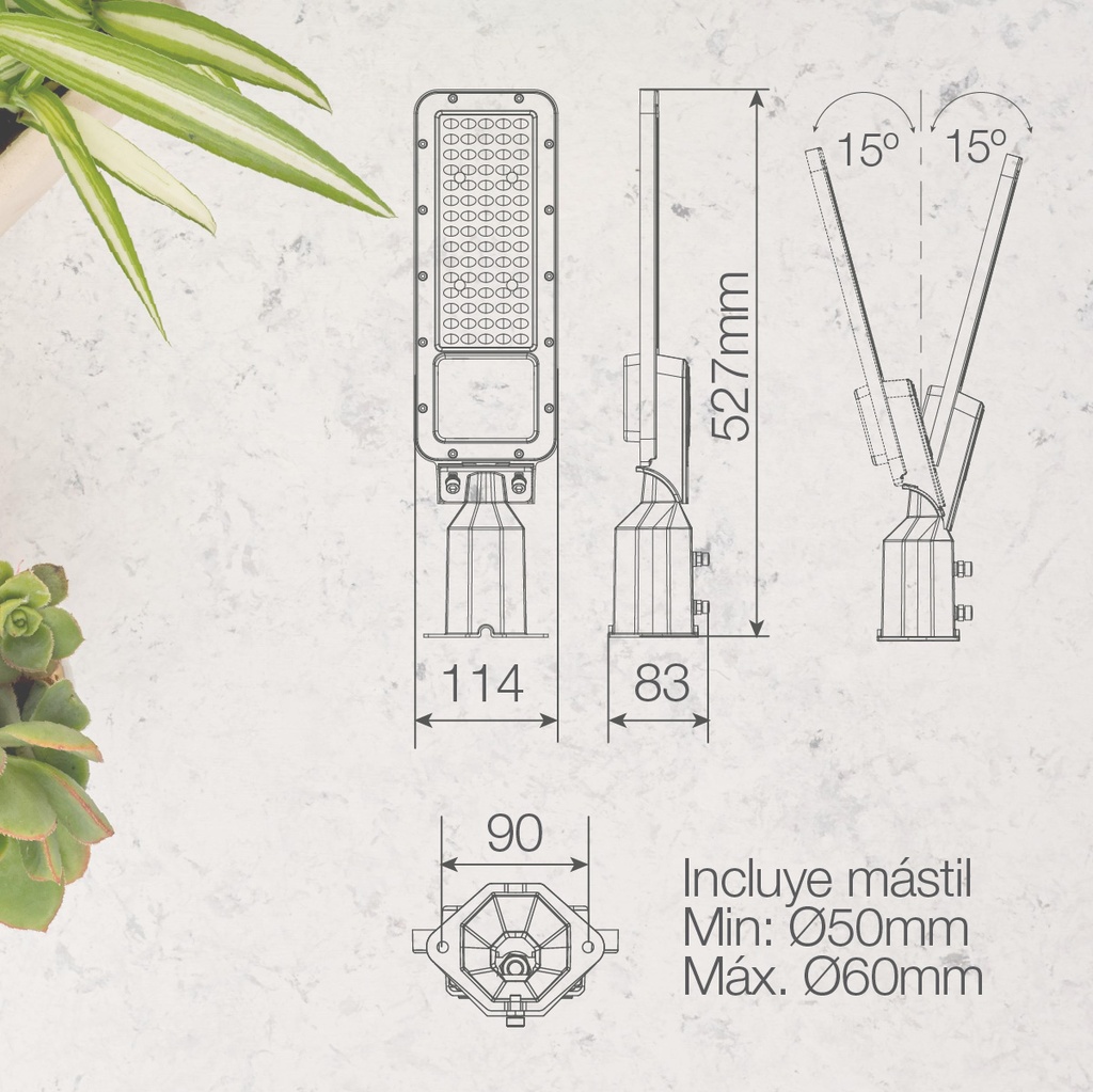 Farola LED Pemali 100W 5700K IP65 - Pro Line