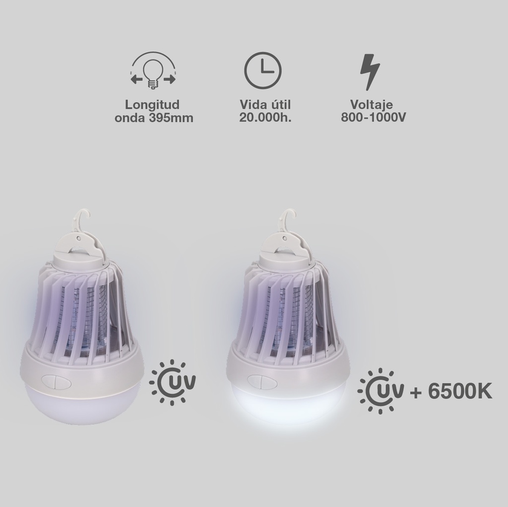 Lámpara LED mata insectos 6W 3xAAA