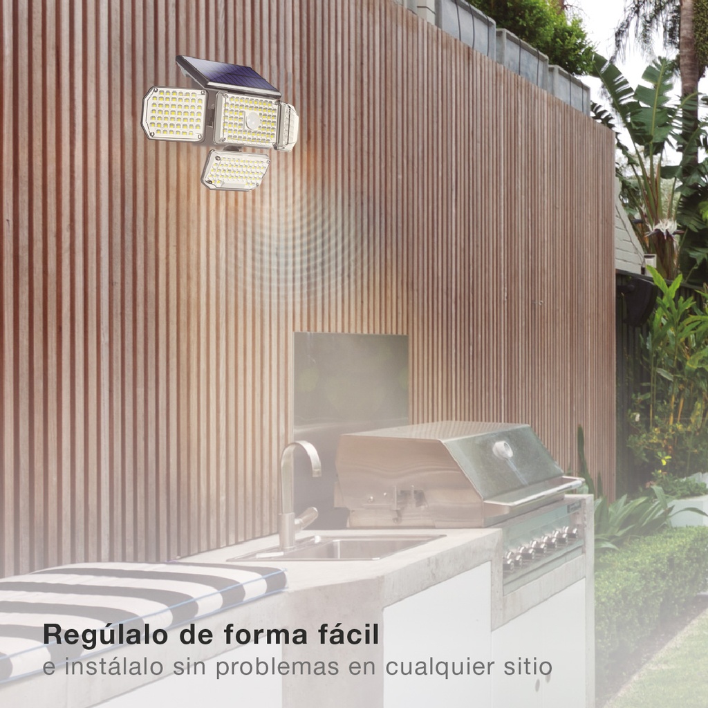 Aplique solar LED Lanteri con sensor de movimiento y crepuscular 4W 6500K