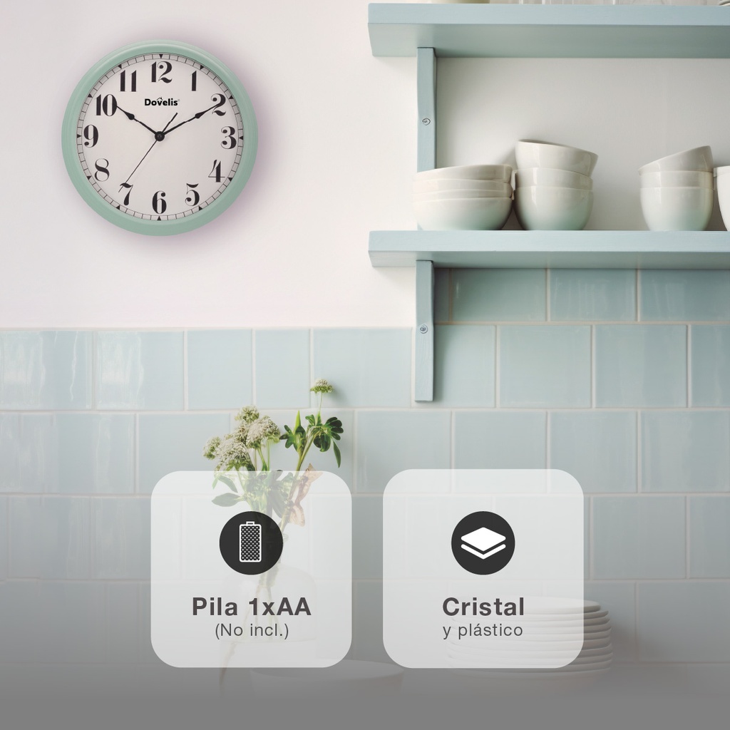 Reloj cocina Vintage Verde Mint