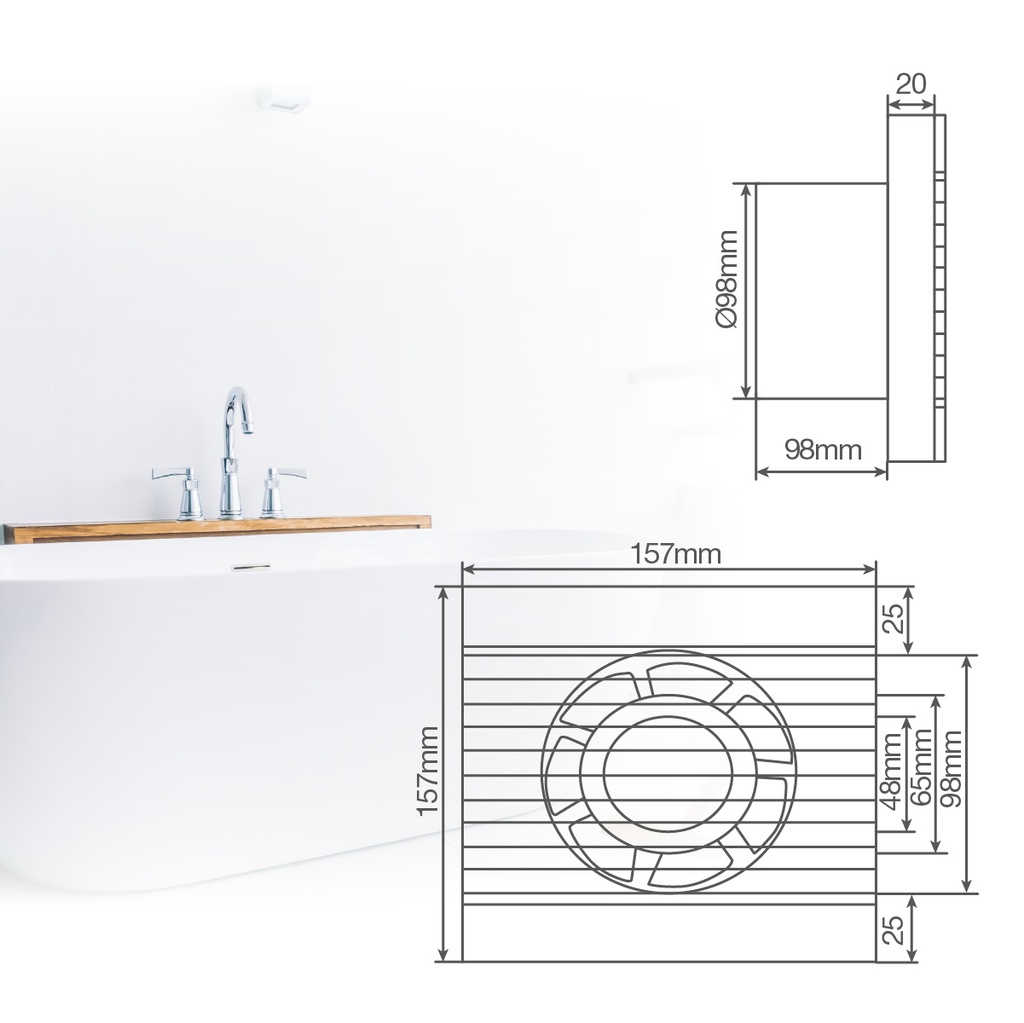 Extractor doméstico Amina Ø100mm Blanco