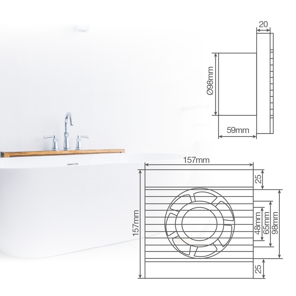 Extractor doméstico Amina Ø100mm Blanco