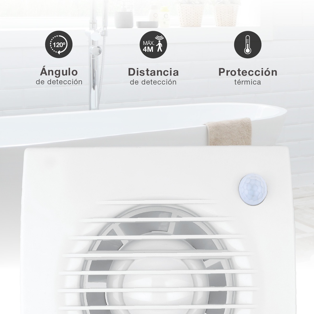 Extractor doméstico Lapai con sensor de movimiento Ø100mm