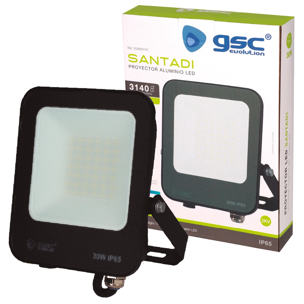 Proyector aluminio LED Santadi 30W 6500K IP65 Negro 