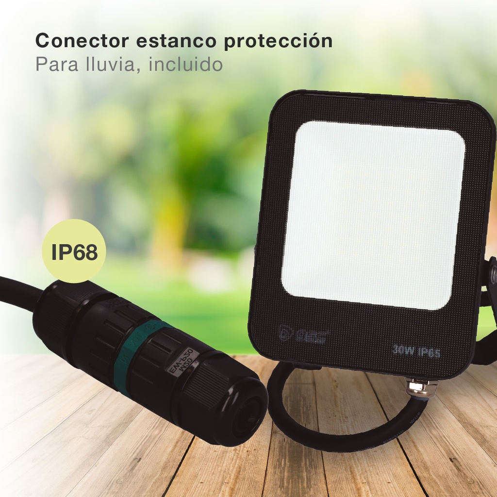 Proyector aluminio LED Santadi 30W 6500K IP65 Negro 
