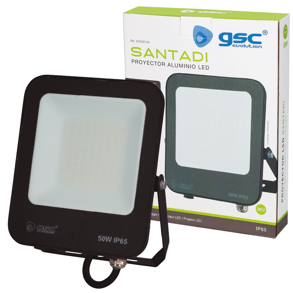 Proyector aluminio LED Santadi 50W 6500K IP65 Negro