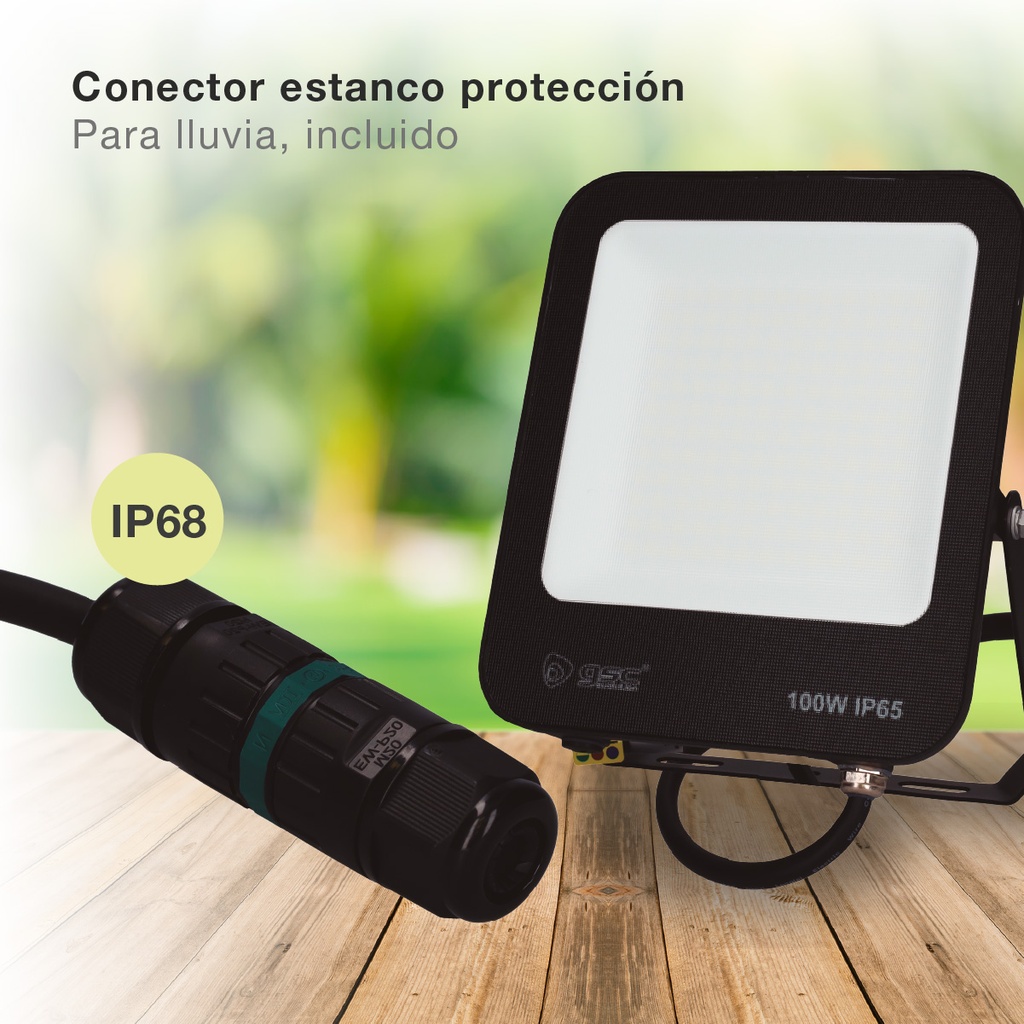 Proyector aluminio LED Santadi 100W 6500K IP65 Negro